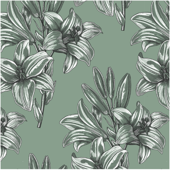Fabric 16616 | Lilie na zielonym