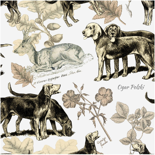 Tkanina 16714 | PSY OGARY POLSKIE - POLISH HOUNDS
