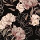 Tkanina 17078 | KWIATY VINTAGE | na czarnym | WIĘKSZE