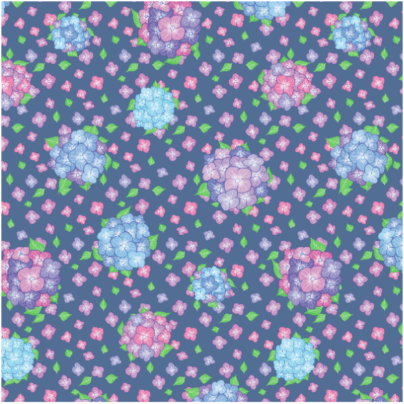 Fabric 17127 | Hortensja1 na niebieskim tle00