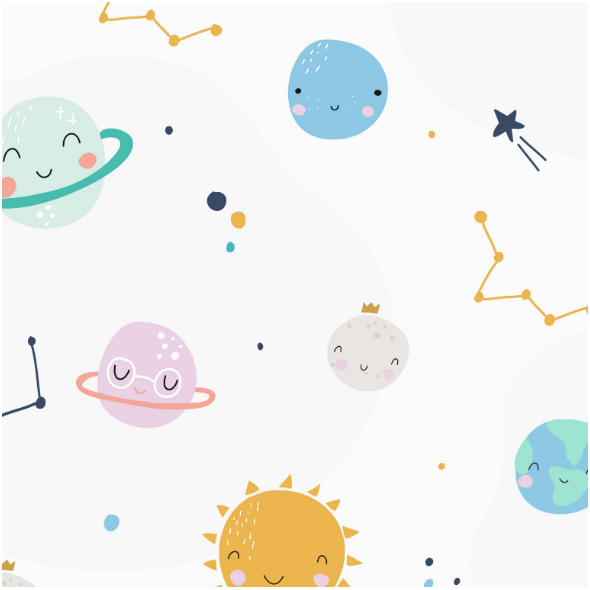 Fabric 17152 | Planety white