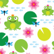 Fabric 17309 | frog nenuphar dragonfly