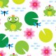 Tkanina 17309 | frog nenuphar dragonfly