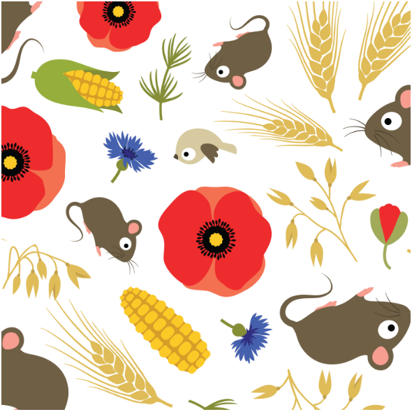 Tkanina 17312 | Mice in Grain Field