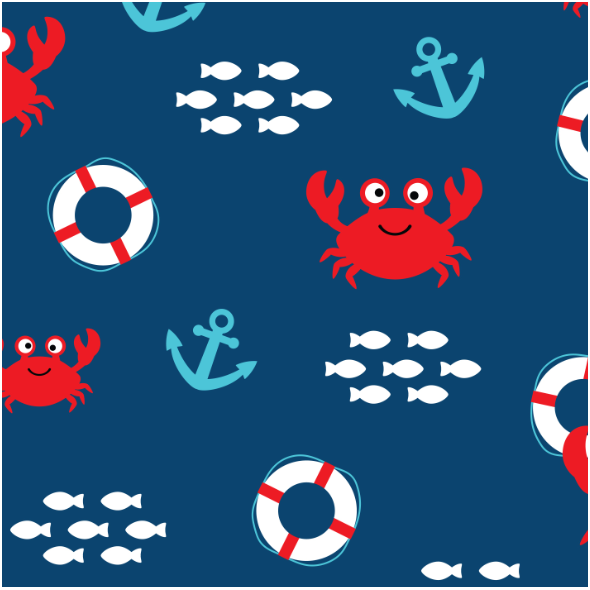 Tkanina 17384 | Crab & Lifebuoy