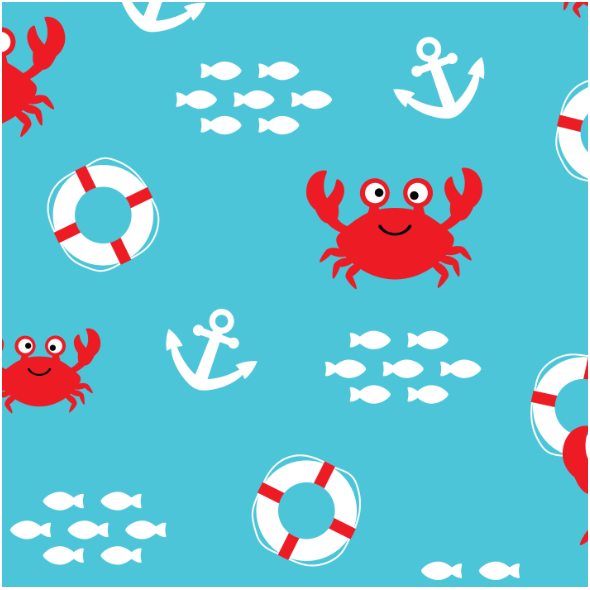 Tkanina 17386 | Crab & Lifebuoy