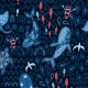 Tkanina 17407 | Floral ocean vibes. whales, sharks and sea gulls