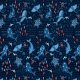 Fabric 17407 | Floral ocean vibes. whales, sharks and sea gulls