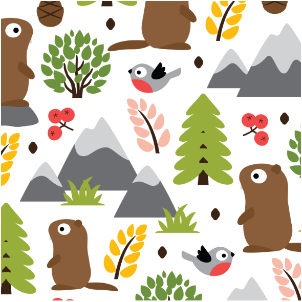 Tkanina 17412 | MARMOTS ON A MOUNTAIN GLADE