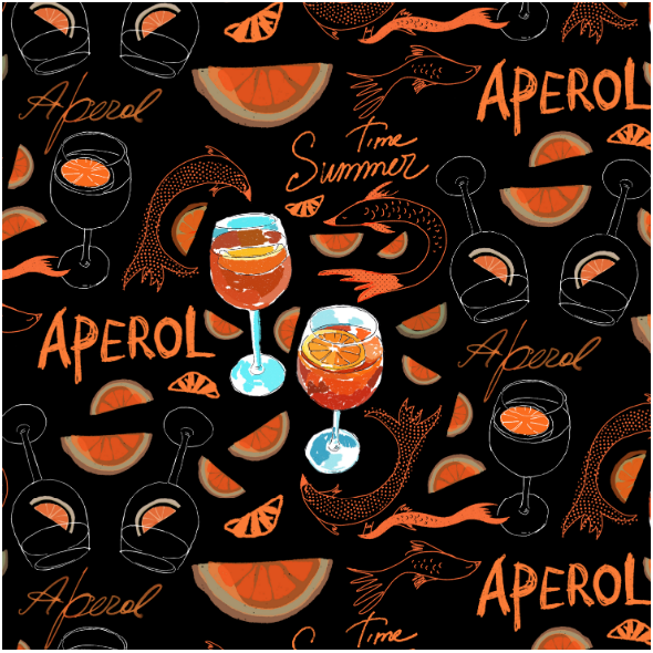 Tkanina 17416 | Aperol summer time 2