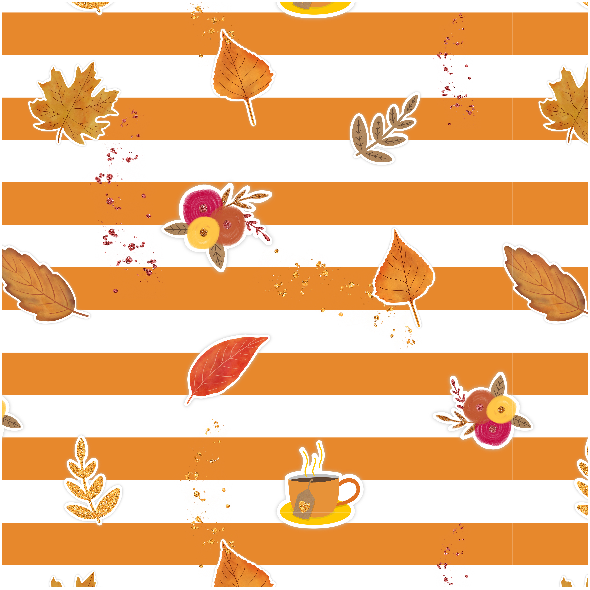 Fabric 17442 | Autumn Vibes - tkanina z jesiennymi motywami, pomarańczowe paski
