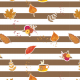 Tkanina 17443 | Autumn Vibes - tkanina z jesiennymi motywami, brązowe paski
