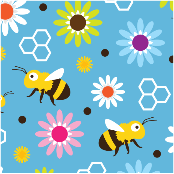 Tkanina 17573 | Bee & Flowers