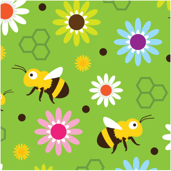 Tkanina 17575 | Bee & Flowers