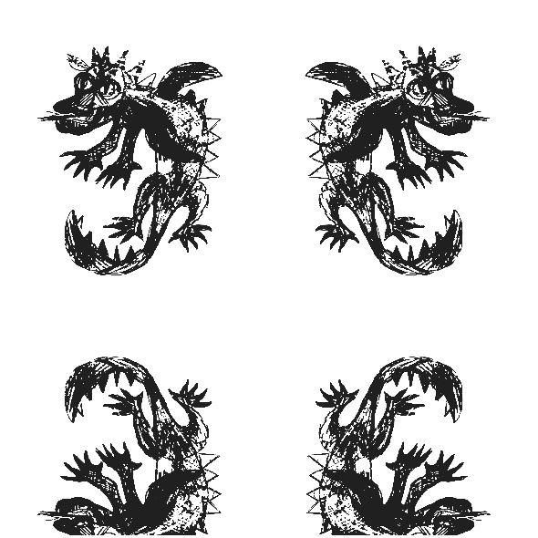 Fabric 17680 | Dragon 6 white-black pattern