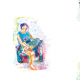 Tkanina 17681 | Sitting girl 1 - watercolour pattern