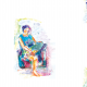 Fabric 17681 | Sitting girl 1 - watercolour pattern