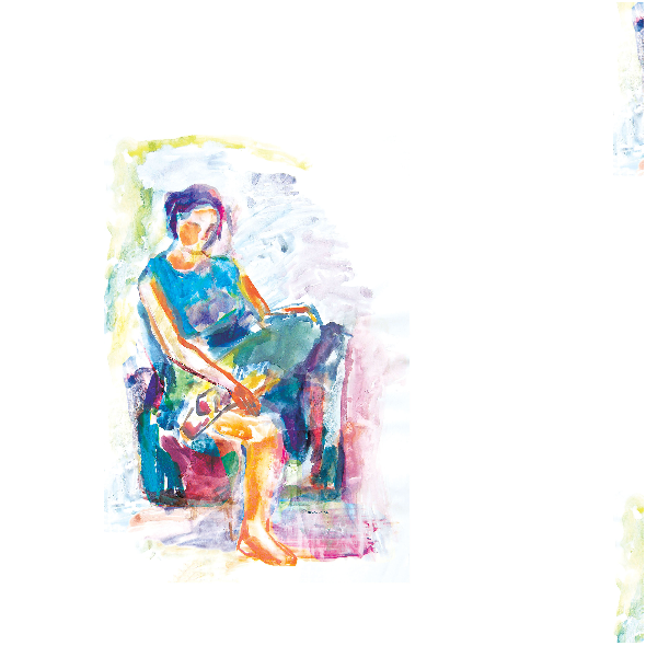 Fabric 17681 | Sitting girl 1 - watercolour pattern