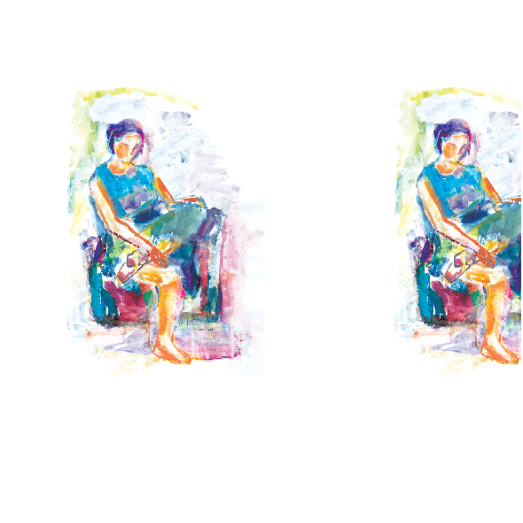Tkanina 17682 | Sitting girl2 - watercolour pattern