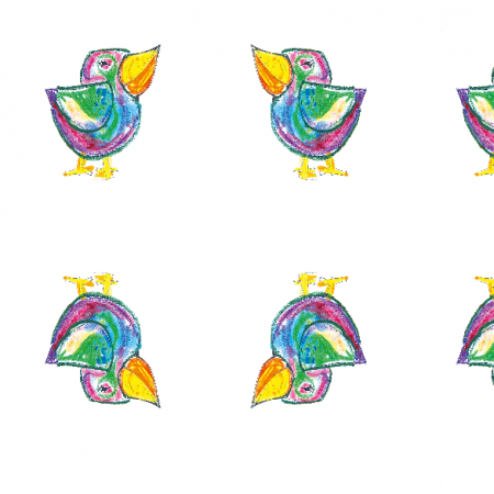 Tkanina 17684 | Funny bird 2- pattern for kids