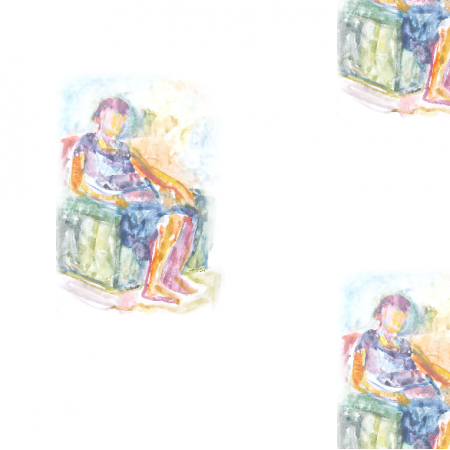 17690 | Sitting woman 3 - watercolour pattern