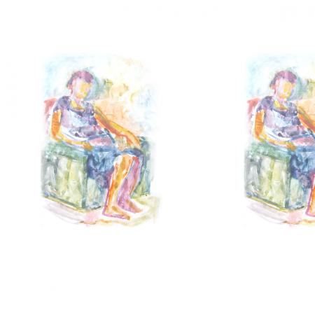 17691 | Sitting woman 4 - watercolour pattern