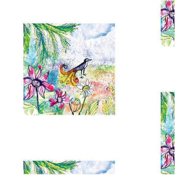 Tkanina 17751 | Paradise bird 1 watercolour pattern