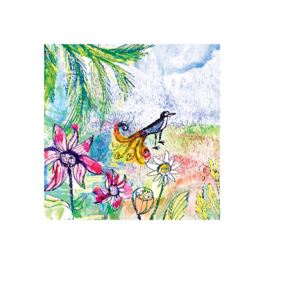 Tkanina 17753 | Paradise bird 3 watercolour pattern
