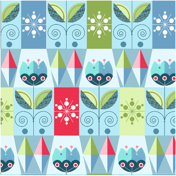 Fabric 1939 | blue tulips