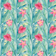 Tkanina 17899 | Aloes i Rozowe kwiaty