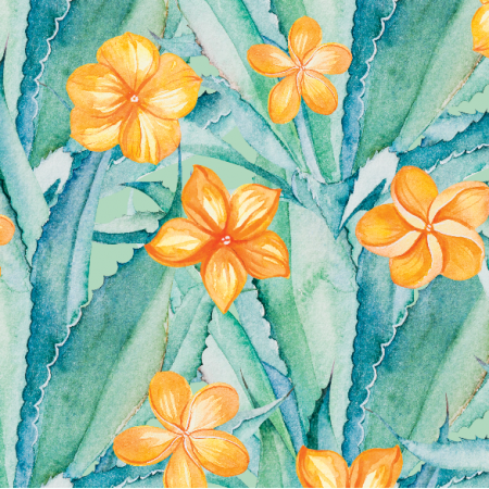 Tkanina 17900 | Aloes i pomaranczowe kwiaty