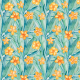 Fabric 17900 | Aloes i pomaranczowe kwiaty