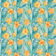 Fabric 17900 | Aloes i pomaranczowe kwiaty