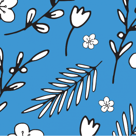 Tkanina 18011 | Doodle Flowers blue