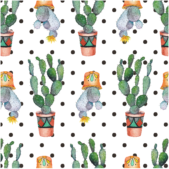 Tkanina 18039 | Kaktusy i kropki