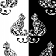 Tkanina 18235 | folkowe koty Small B/W