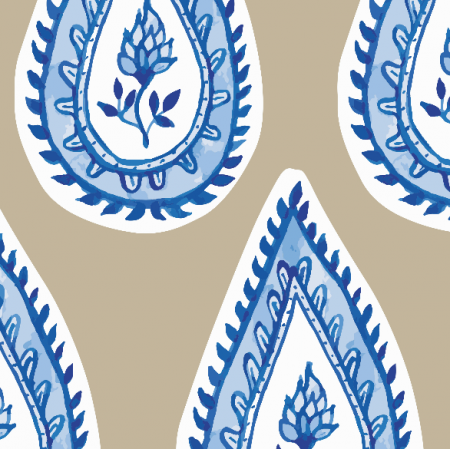 Fabric 18590 | Paisley blue/beige