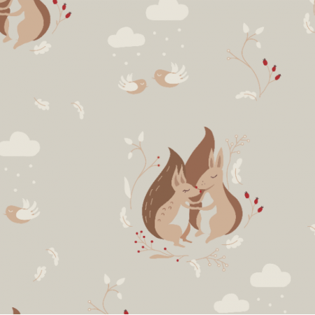 Tkanina 18696 | Cuddled Squirrels
