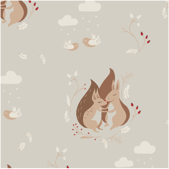 Fabric 18696 | Cuddled Squirrels