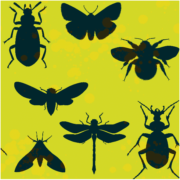 Tkanina 18756 | bugs on vivid green small