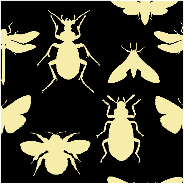 Tkanina 18762 | Bugs on black small