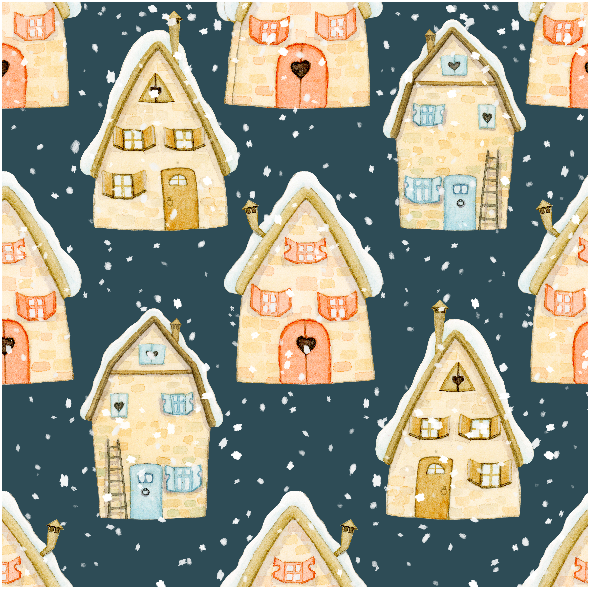 Fabric 18843 | chatki z sniegu dark blue small