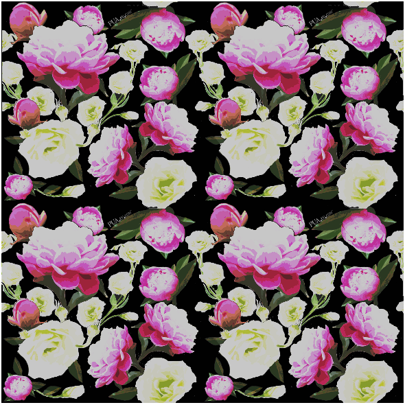 Fabric 18980 | Kwaty piwonie na czarnym0