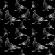 Tkanina 19066 | gołębie czarno białe