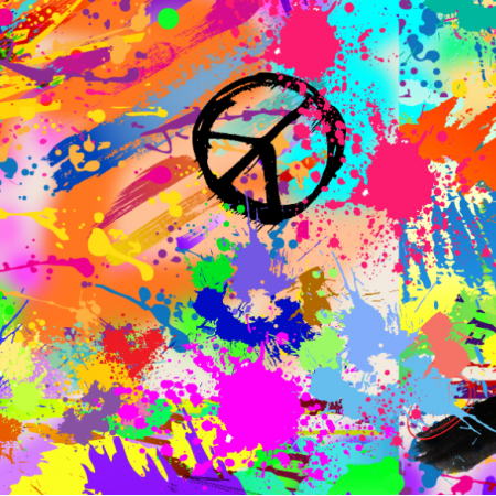 19098 | PEACE & LOVE - HIPPIE ABSTRACT PAINTING