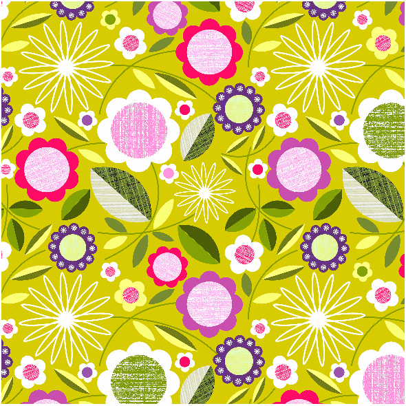 Fabric 2068 | flowers on green