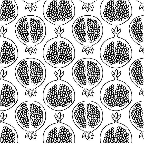 Tkanina 19225 | Pomegranates b&w