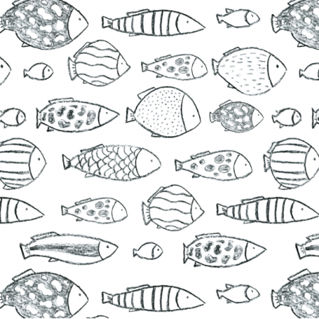 19230 | charcoal hand drawn fishes seamless pattern