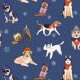 Fabric 19411 | świąteczne Psy rasowe w ubraniach