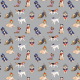 Fabric 19412 | Psy w ubraniach na szarym tle